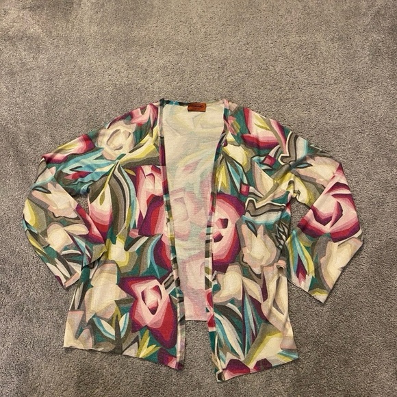 Missoni “Juliet” Cardigan M Pink Blue Colorful Cashmere...